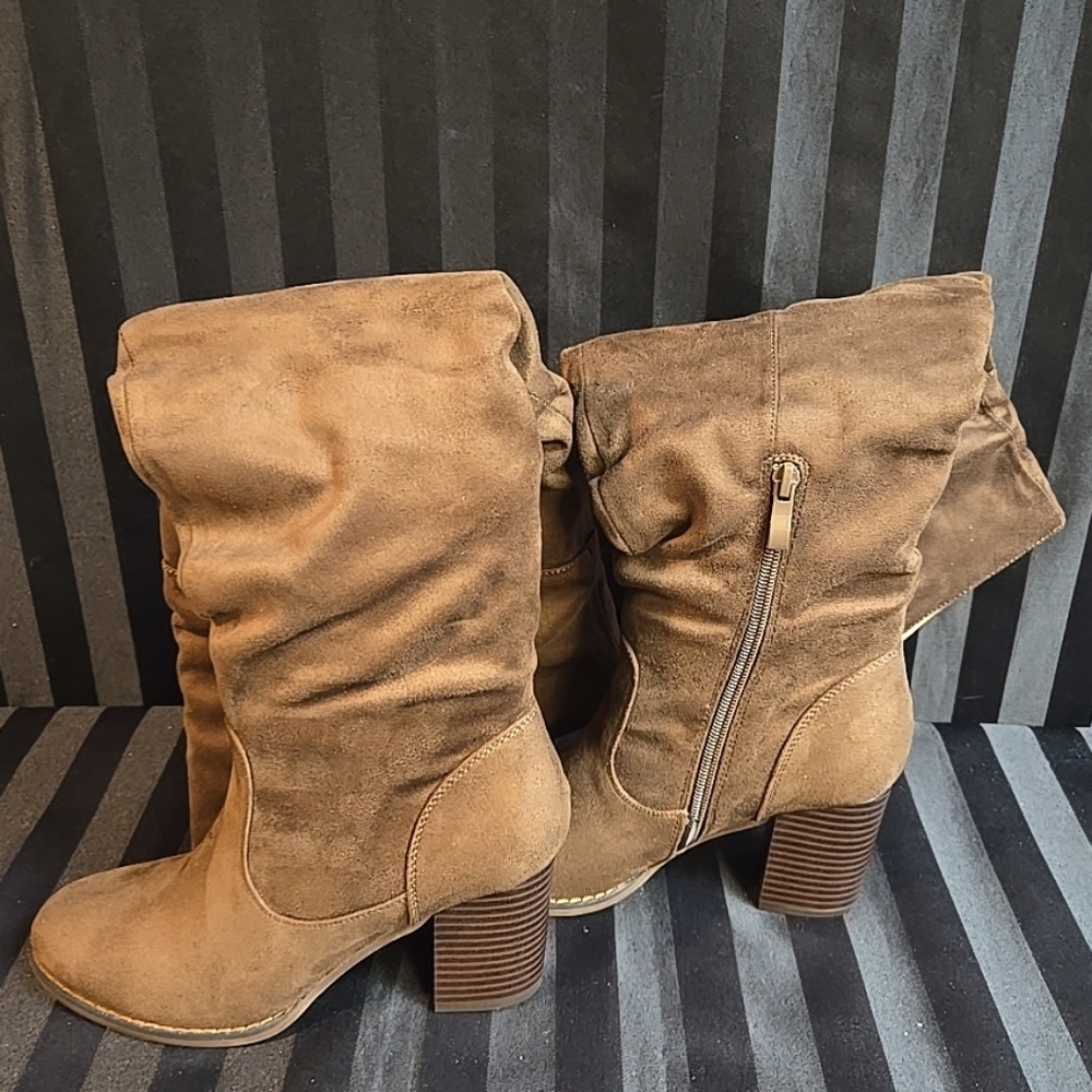 Journee Collection Women US 7 Or 10 Kaison Thigh High Boots Faux Suede Chocolate - Picture 11 of 16